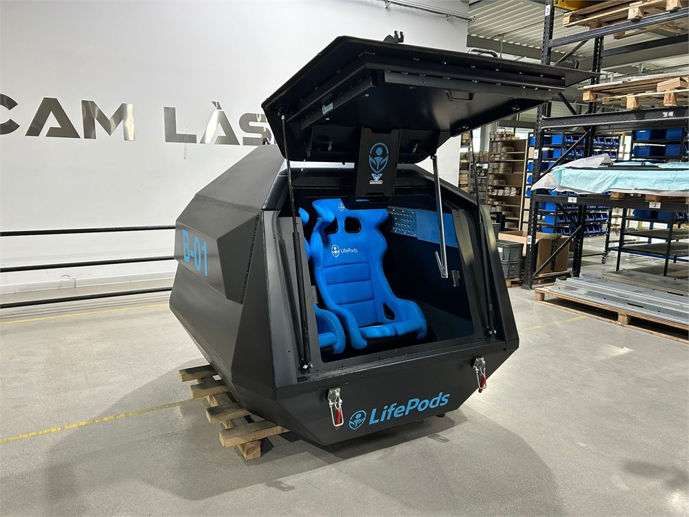 LifePods protective capsule from the same Momentum Technologies survival pod family