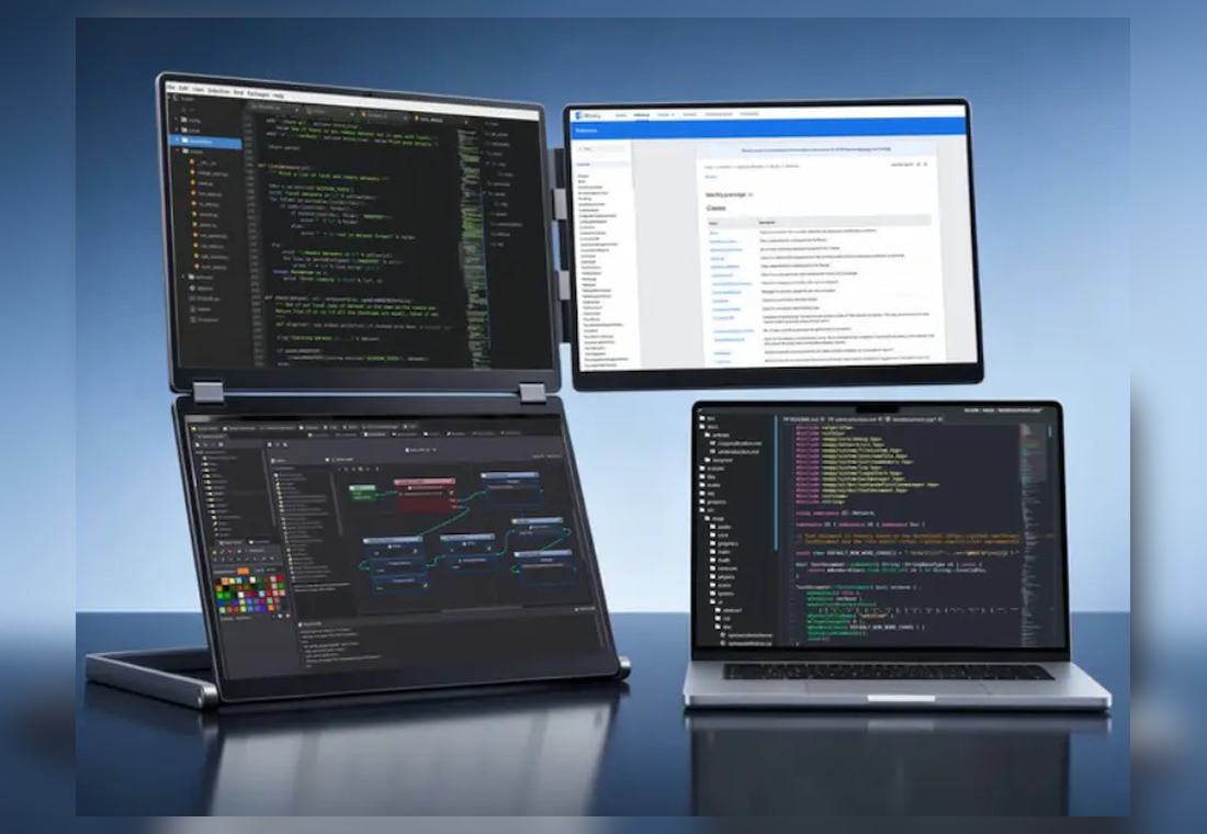 NexFold Fold7 portable inverted-L triple monitor image 2