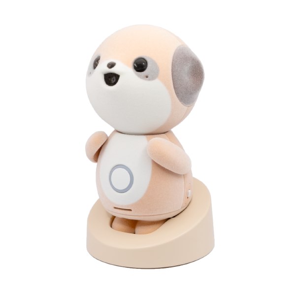 Poketomo companion robot standing on its charging dock