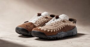 Generated no-text editorial image of the Nike x SOULGOODS Homescape Woven sneaker-slipper