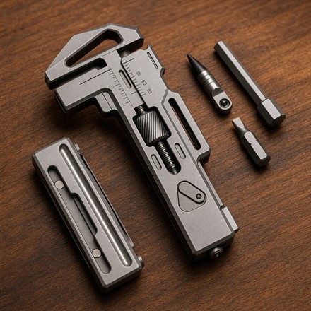 OmniPro Wrench 3.0 titanium multi-tool wrench with small accessories