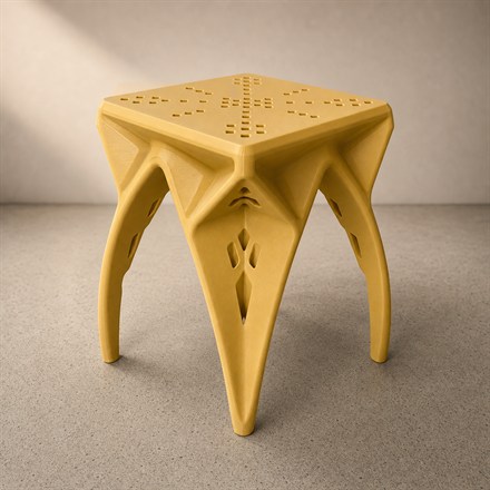 QWRKhouse CAVITY yellow 3D-printed stool and side table
