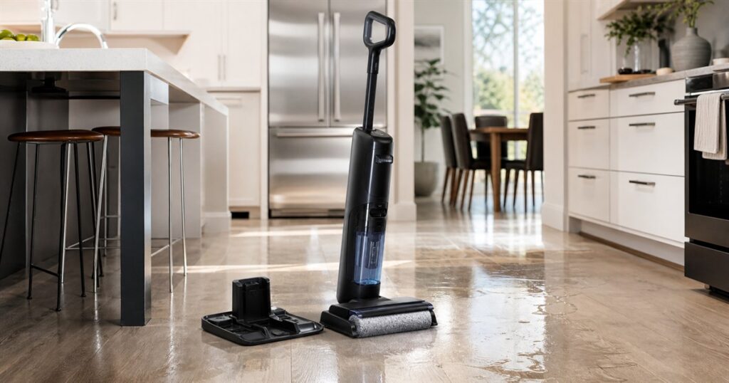 Generated editorial image of the Roomba Electro Plus hard floor cleaner