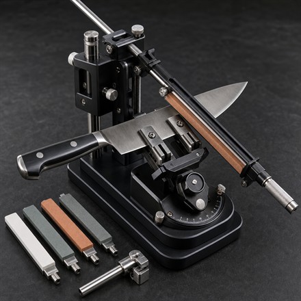 Ruixin Pro Omnix guided sharpening system with knife clamp and abrasive stones