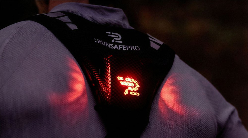 Close view of the RunSafePro rear light while worn