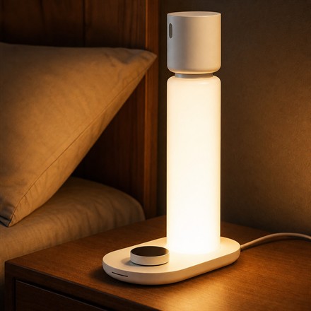 Sleep tracking lamp on a nightstand