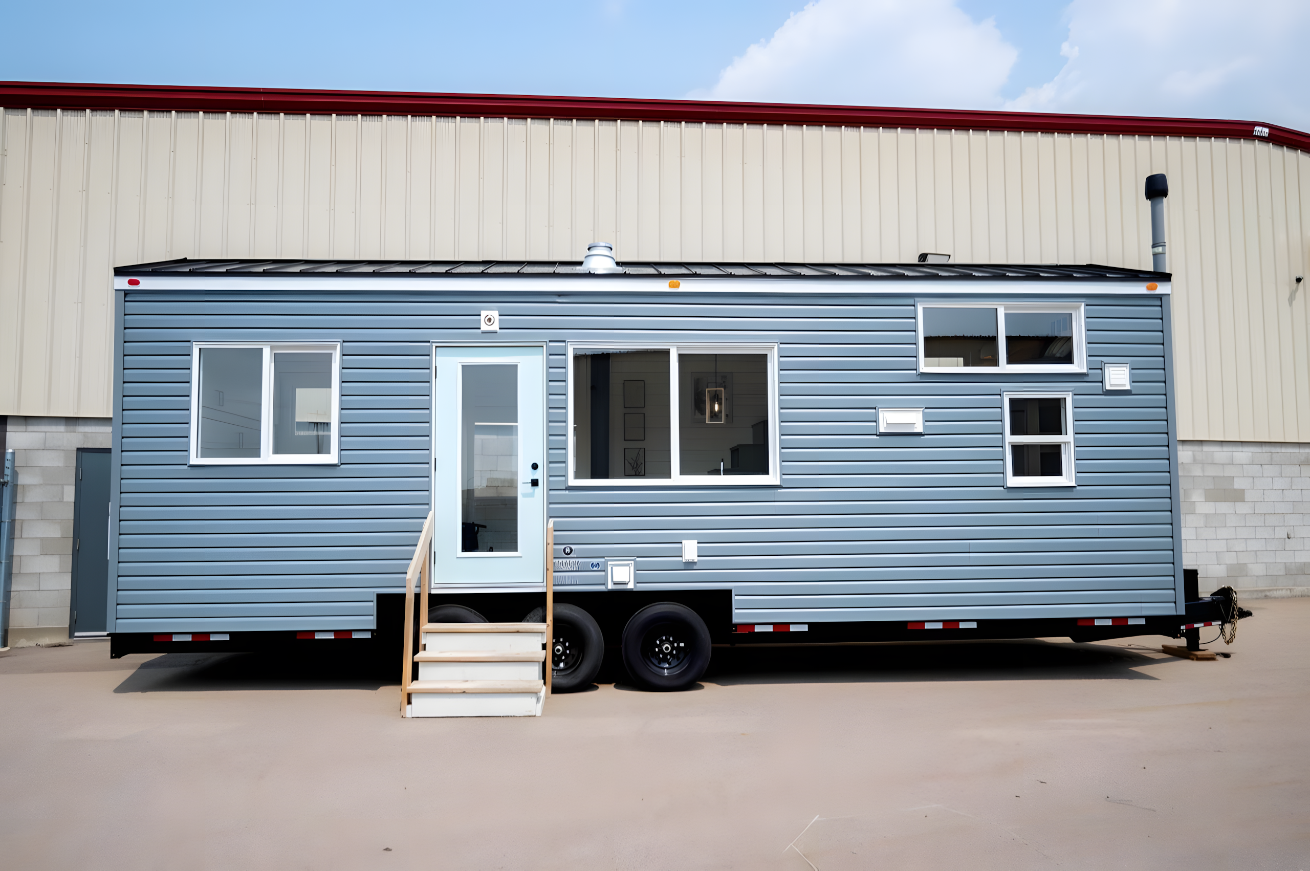 Exterior view of the Smidge tiny house on its trailer