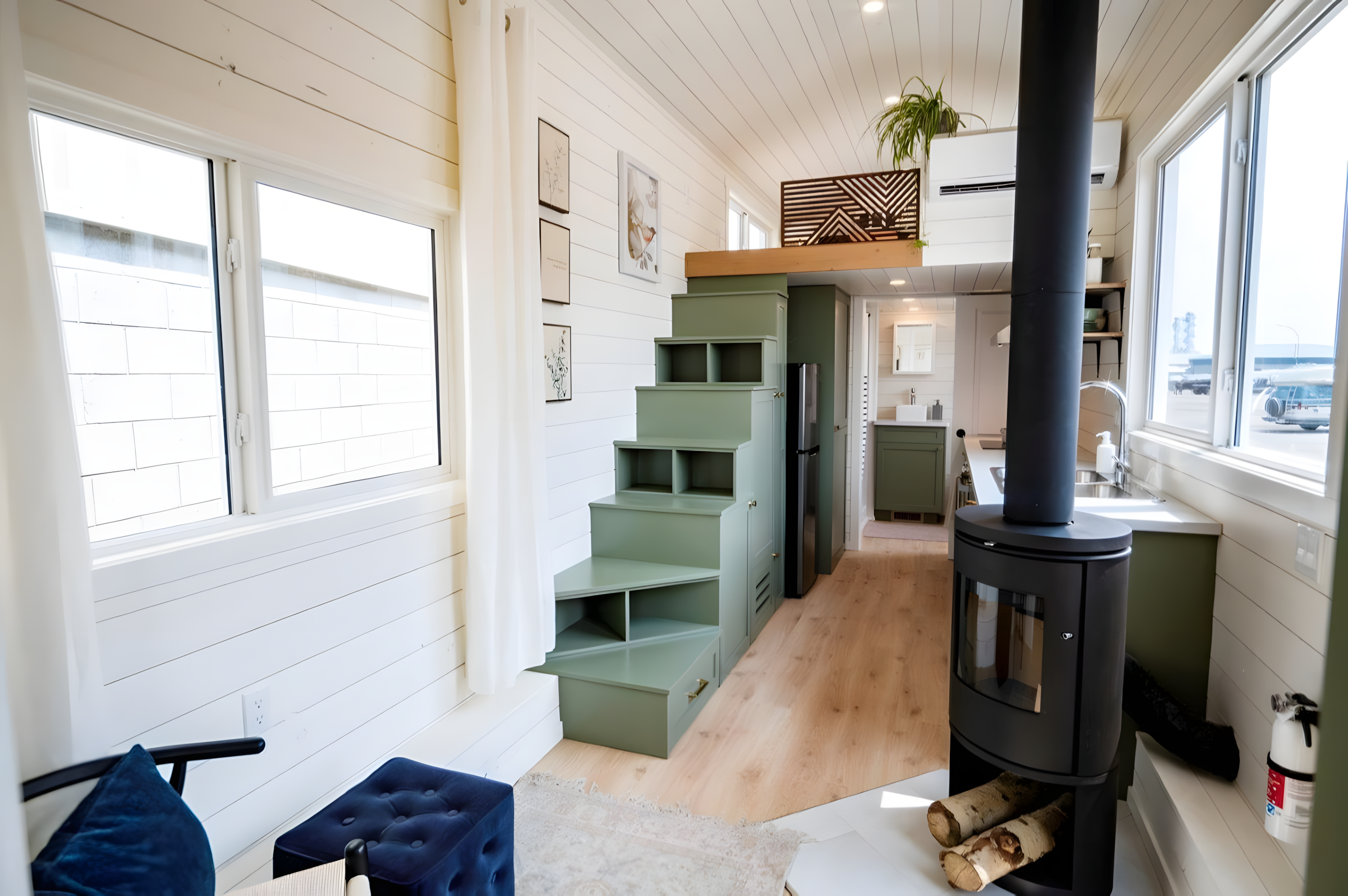 Interior living area inside the Smidge tiny house