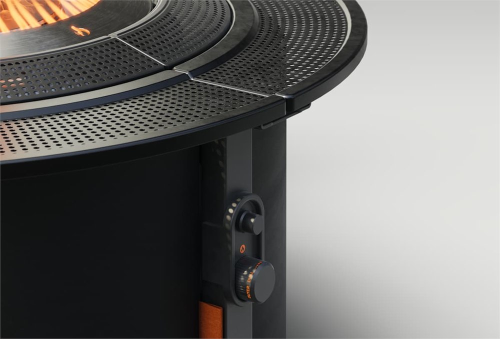 Control dial and tabletop detail on the Solo Stove Infinity Flame fire pit