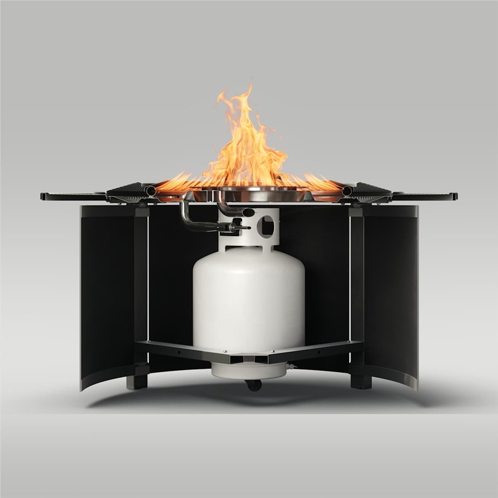 Cutaway view showing the hidden propane tank inside the Solo Stove Infinity Flame