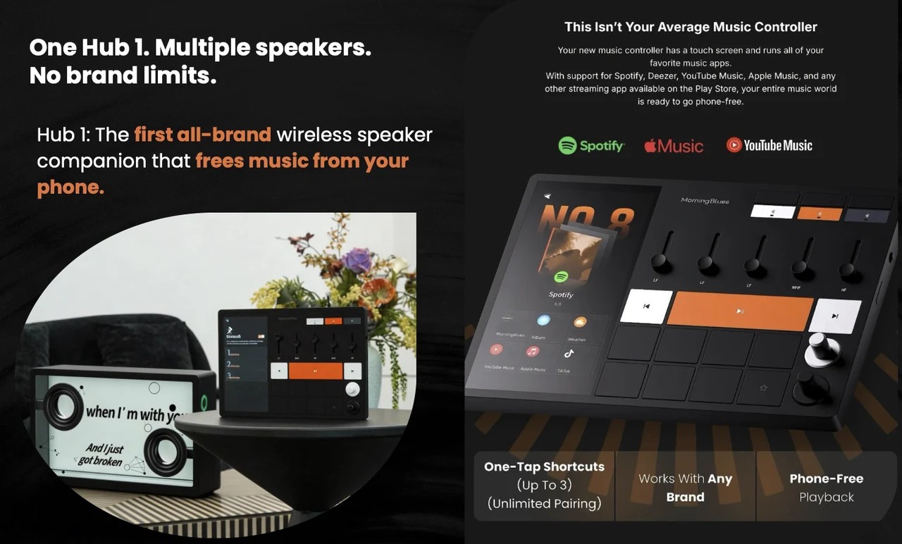 SonicGlass A1 music hub and playback controls