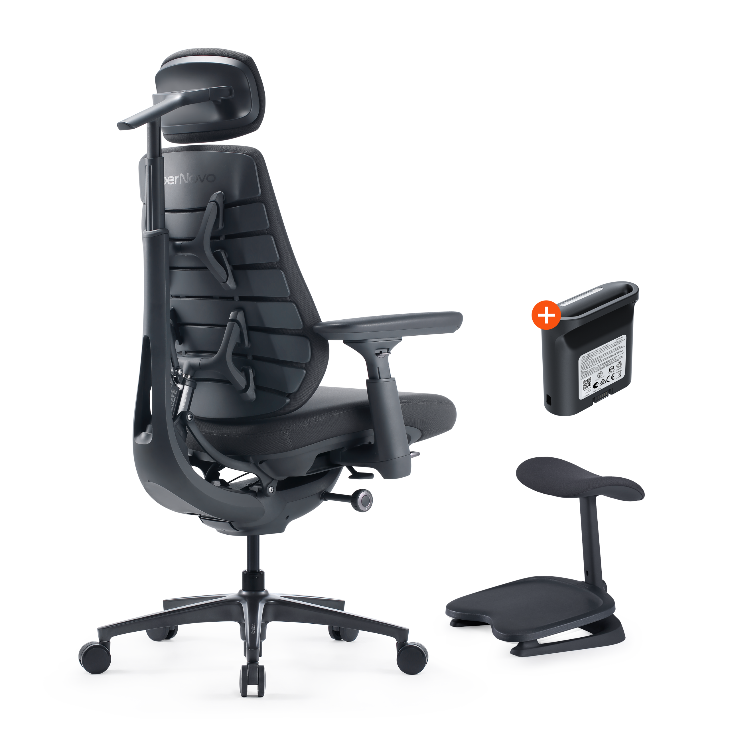 LiberNovo Maxis AirFlow chair with footrest and battery in graphite