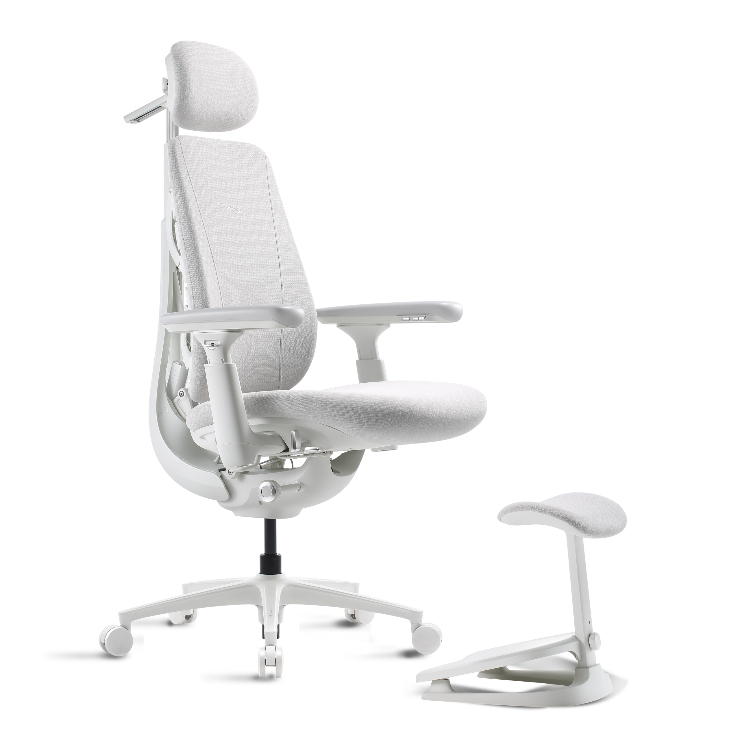 LiberNovo Maxis electric ergonomic chair with footrest in glacier color