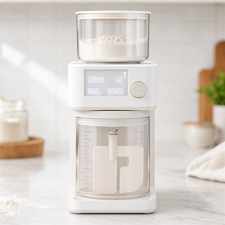 Generated no-text square tile image of the Sourdough Sidekick automatic starter feeder