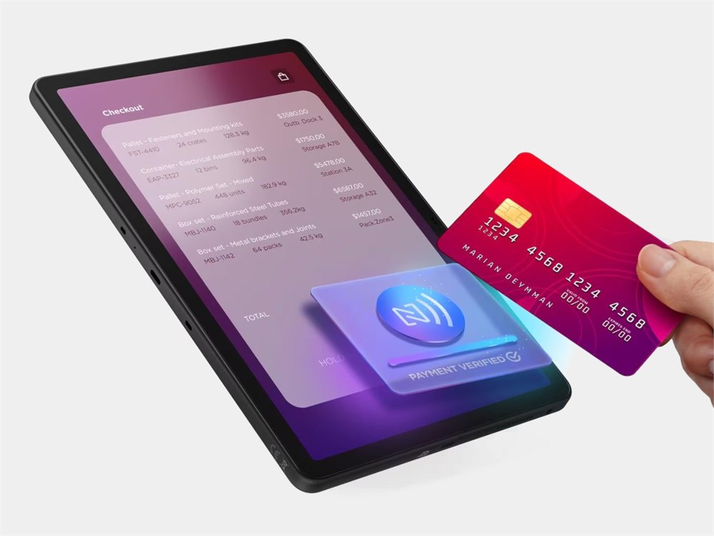 Lenovo ThinkTab X11 front NFC payment use example