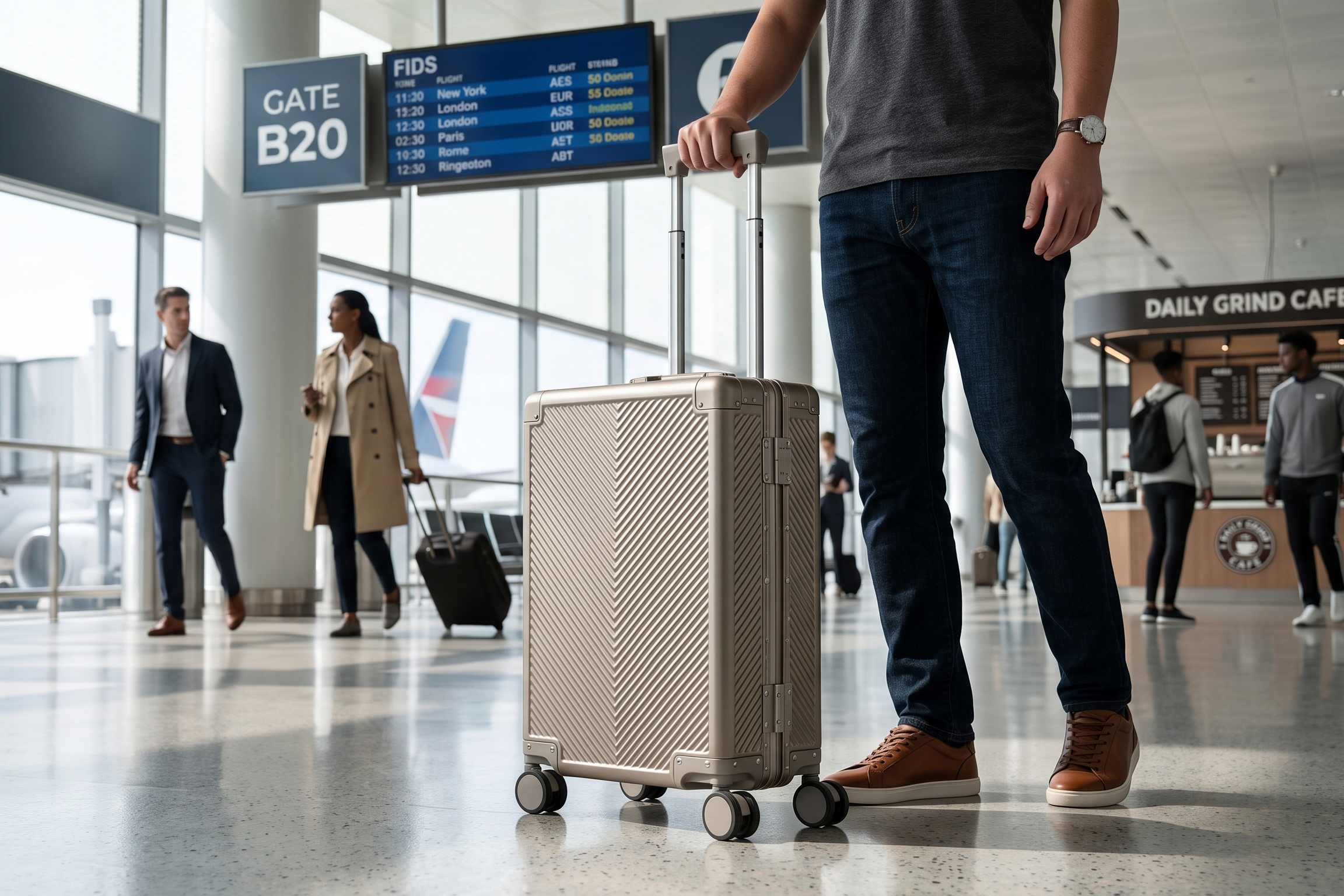 Titaner Voyager titanium suitcase shown in a durability demonstration