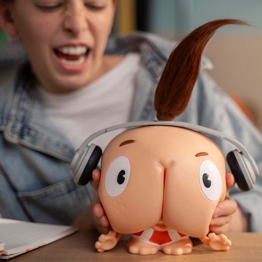 Closeup of Chester Cheeks interactive farting and dancing toy