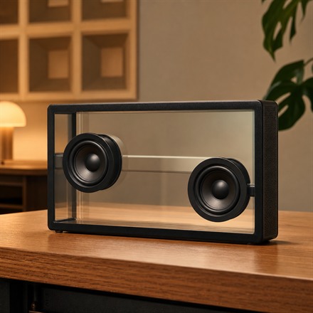 Transparent lyric speaker grid thumbnail with visible drivers