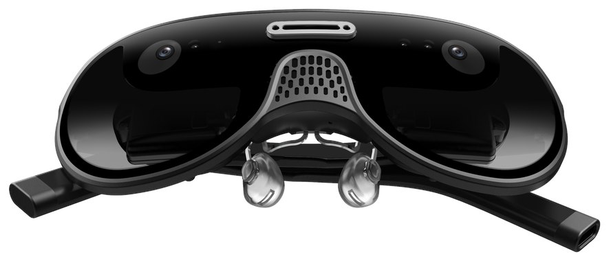 URXR One spatial computing glasses folded with USB-C cable