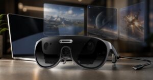 URXR One spatial computing glasses with floating virtual screens