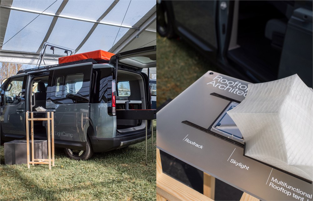 Vantrack LightCamp compact sleeping setup inside the Kia PV5 camper