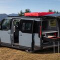 Vantrack LightCamp Kia PV5 electric camper conversion with rooftop tent and rear cook station