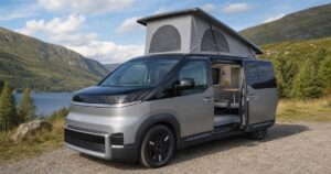 Wellhouse Kia PV5 electric campervan with raised pop-top roof