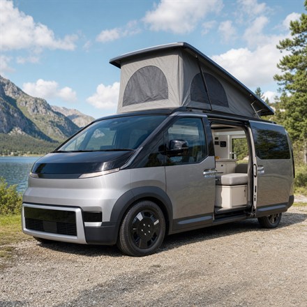 Square thumbnail of the Kia PV5 electric campervan with pop-top roof