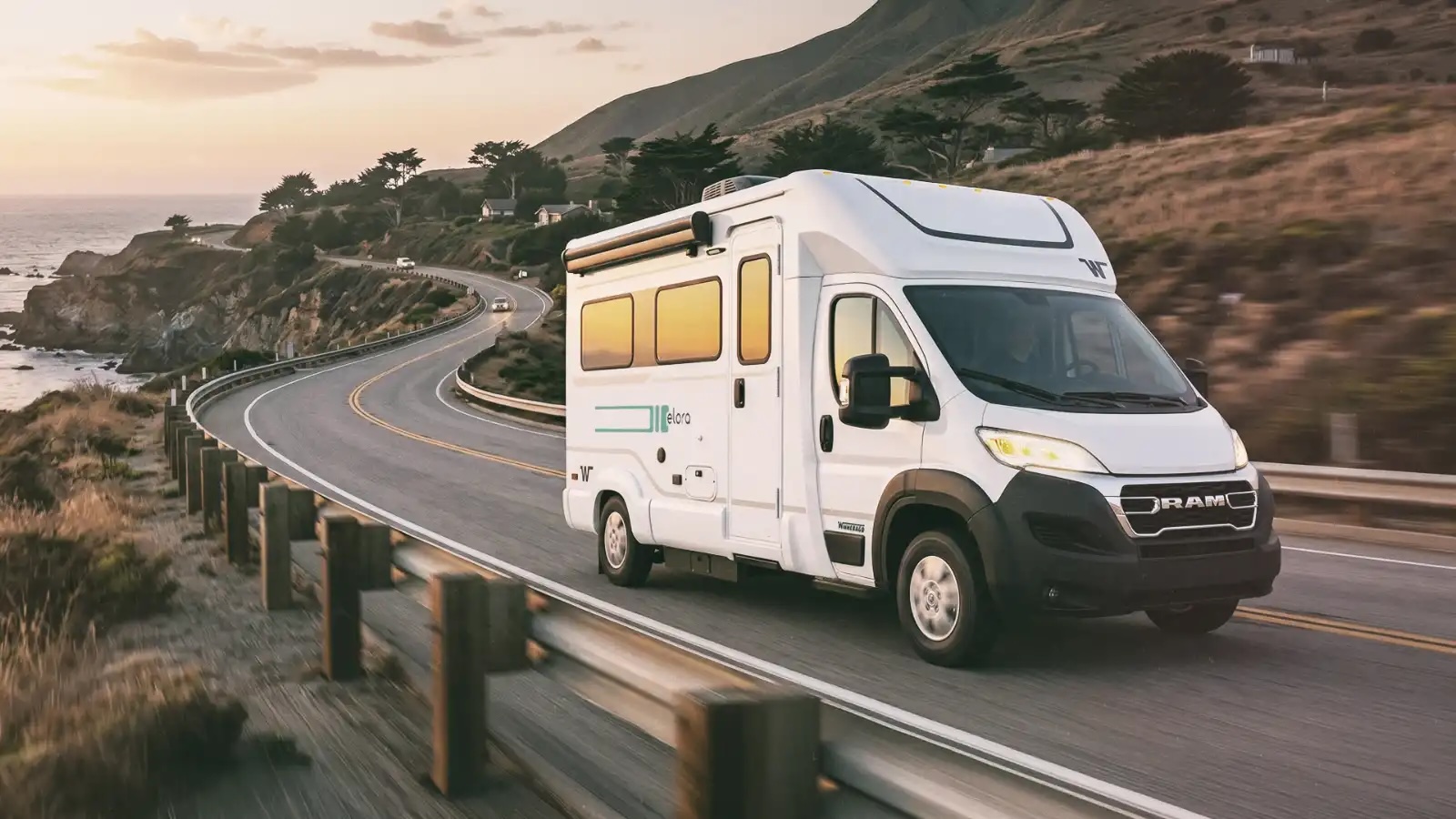 Winnebago Elora/Resa compact Class C RV driving on the road