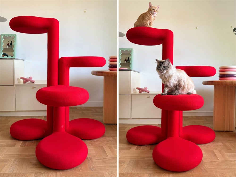 Official image of the Chunky Cat Tree with thick rounded supports and platforms