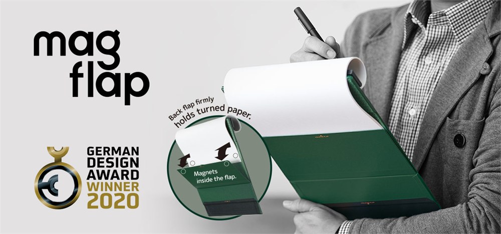 KING JIM Magflap clipboard with a person using its folding flap