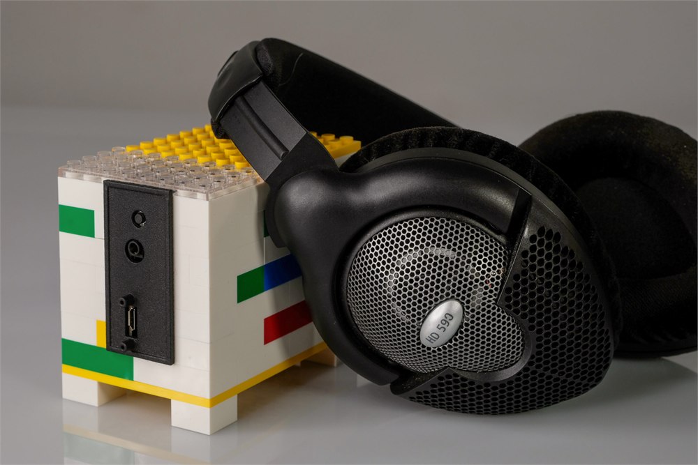 Audio Bricks Wi-Fi streamer module built inside a brick shell