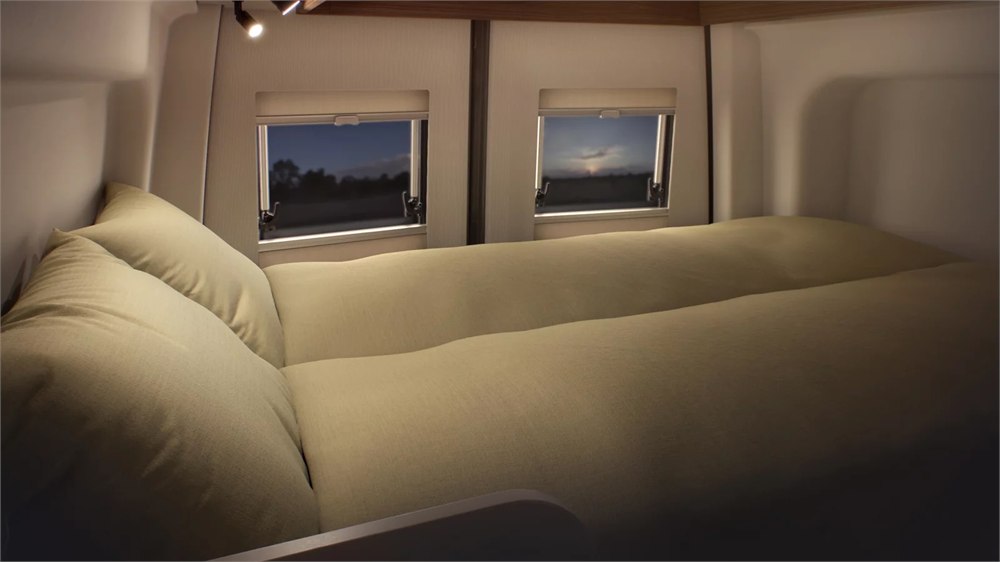 Buerstner Habiton 6.1 sleeping area inside the camper van