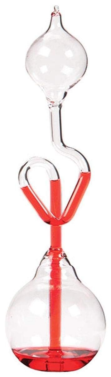 Red glass hand boiler with lower bulb and tall tube