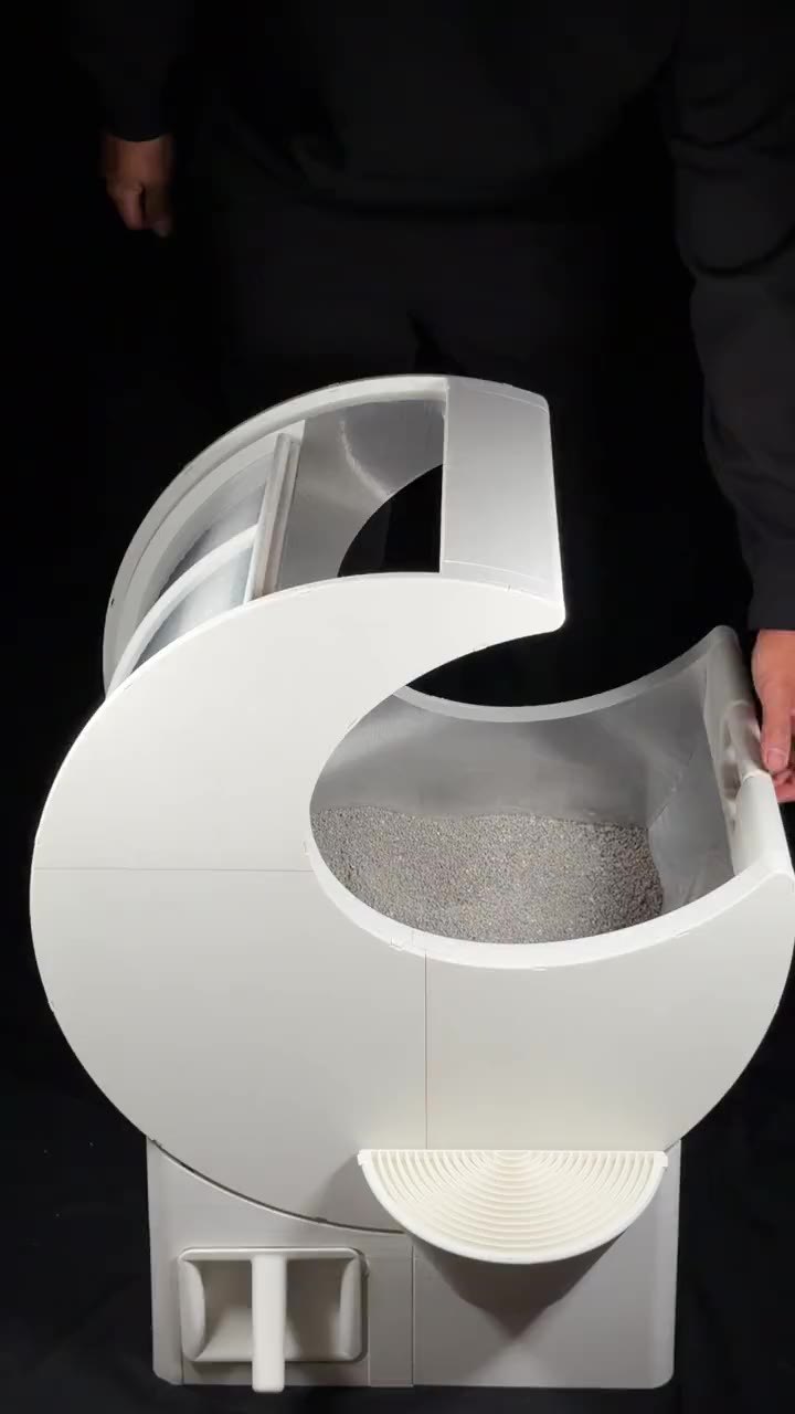 MoonBox manual rotating litter chamber prototype viewed from the front