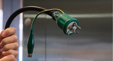 Close-up of the Do Hiemon Box weather-resistant plug for outdoor use