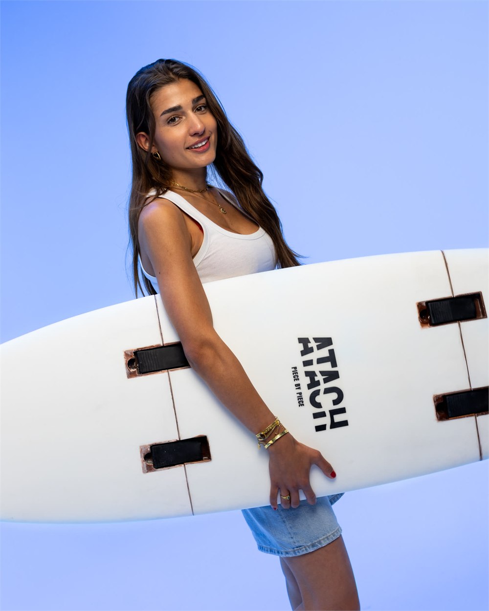 ATACH modular surfboard section with blue studio backdrop