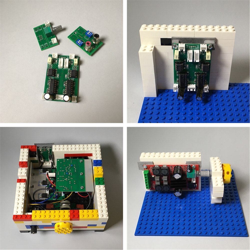 Grid of Audio Bricks components and brick-built audio devices