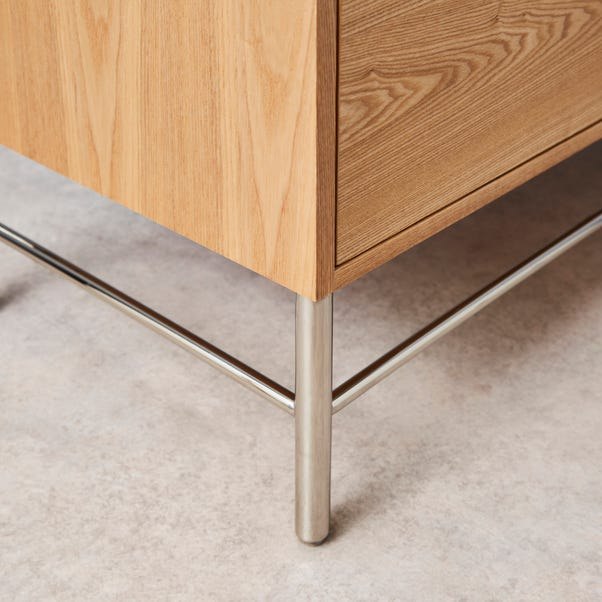 Yinka Ilori Half Log Sideboard with curved ash veneer front and chrome legs