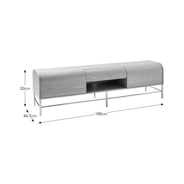 Yinka Ilori Half Log Sideboard with curved ash veneer front and chrome legs