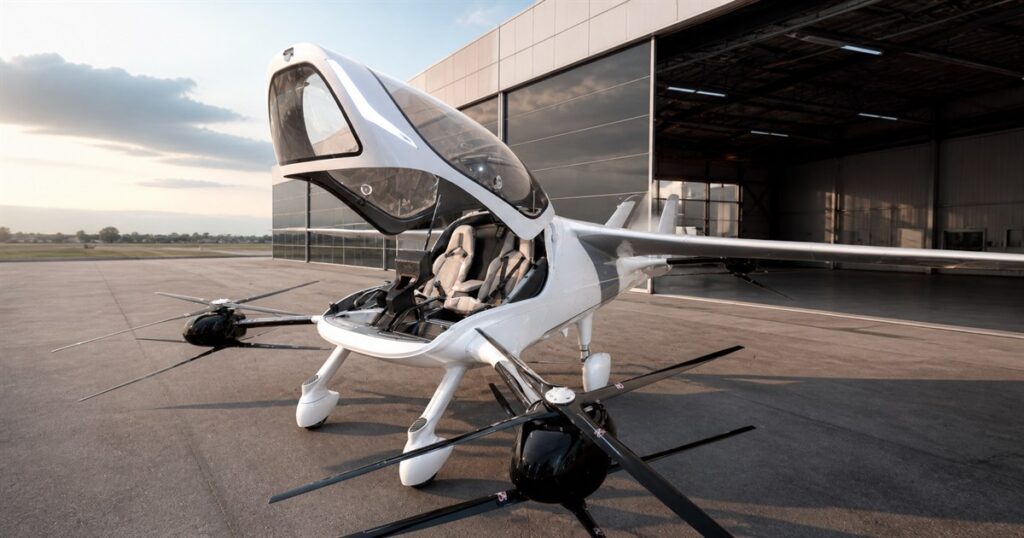 AIR ONE personal eVTOL aircraft on an airfield apron