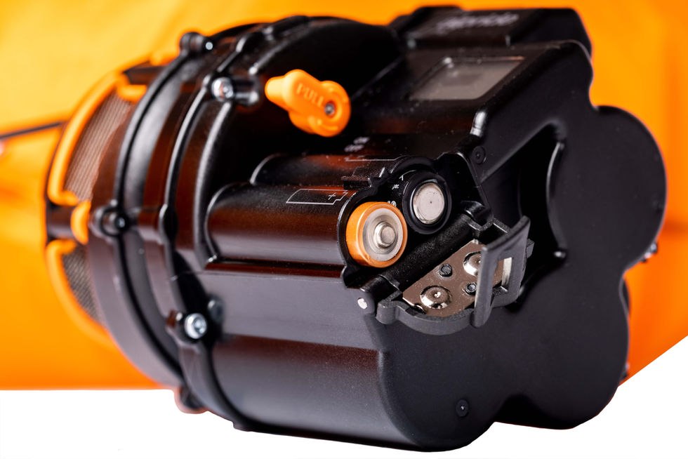 Close-up of the Alpride E2 module and battery compartment