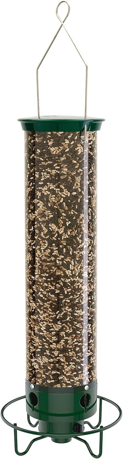 Droll Yankees Yankee Flipper bird feeder filled with seed