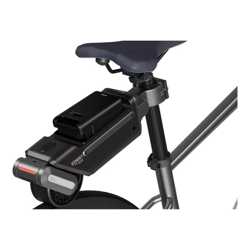 Rear detail of the ASUS Oxiis E250G1 with integrated light
