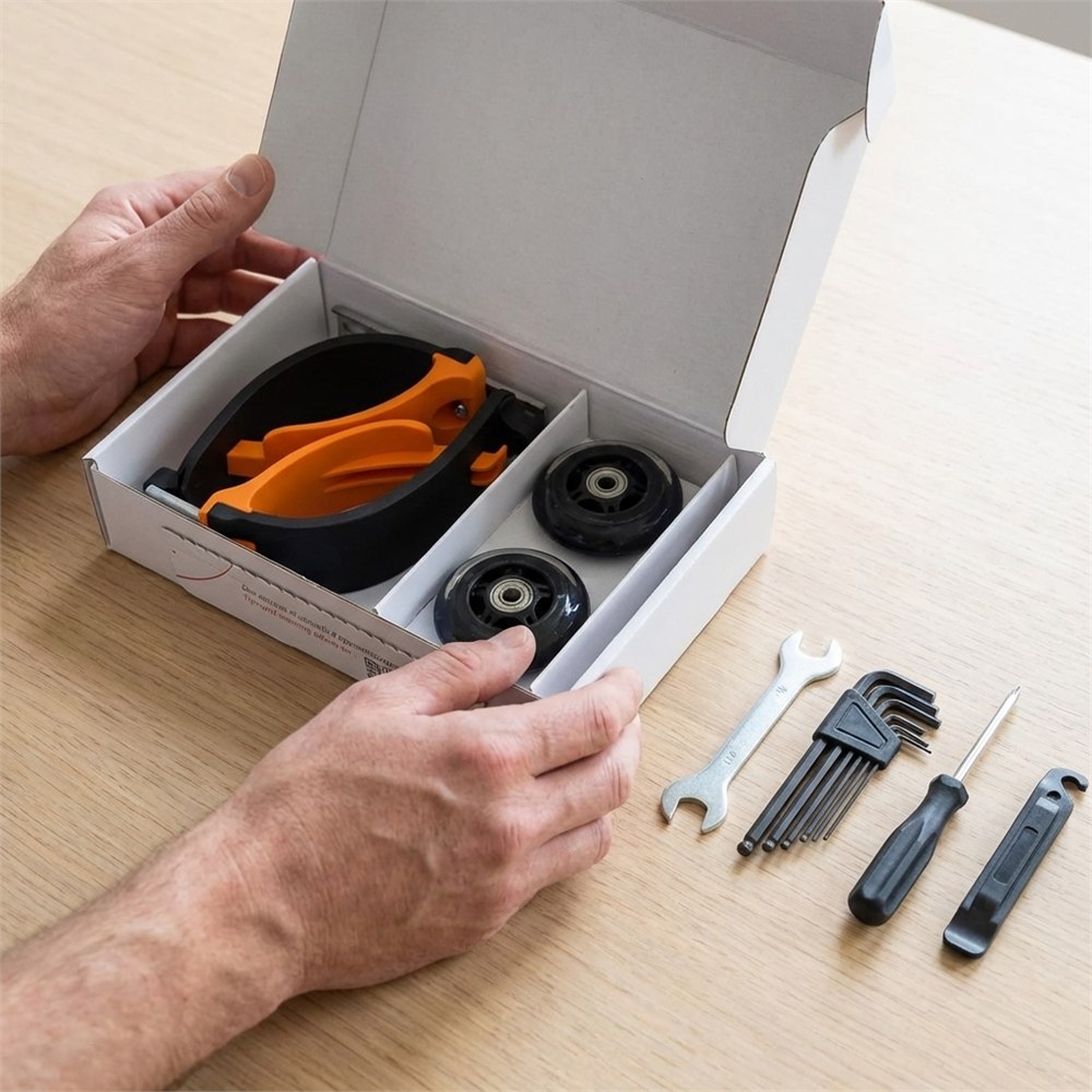 Baswil flexible training wheel kit with orange support wheels