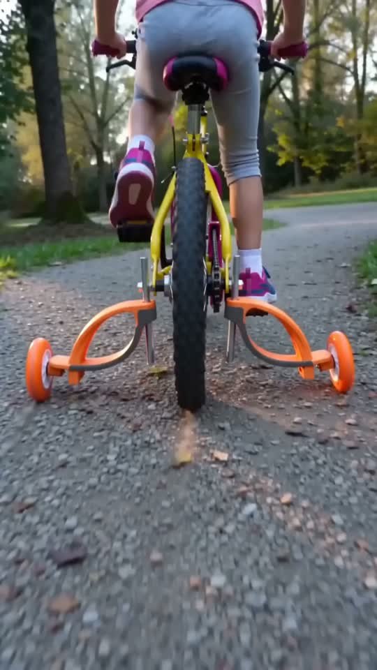 Baswil flexible training wheels on a small child bicycle