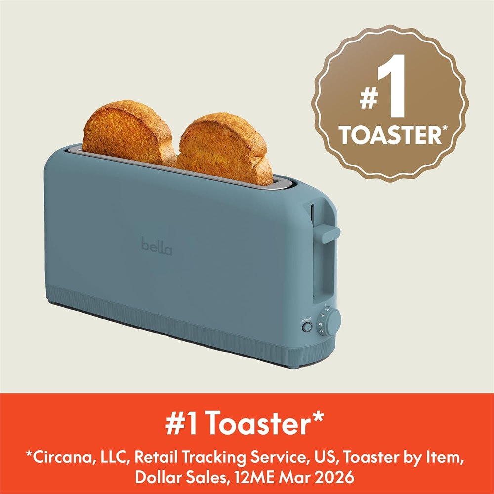 BELLA slim toaster slot holding thicker bread slices