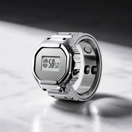 This Smart Ring Watch Puts a Tiny Casio LCD and Health Sensors on Your Finger