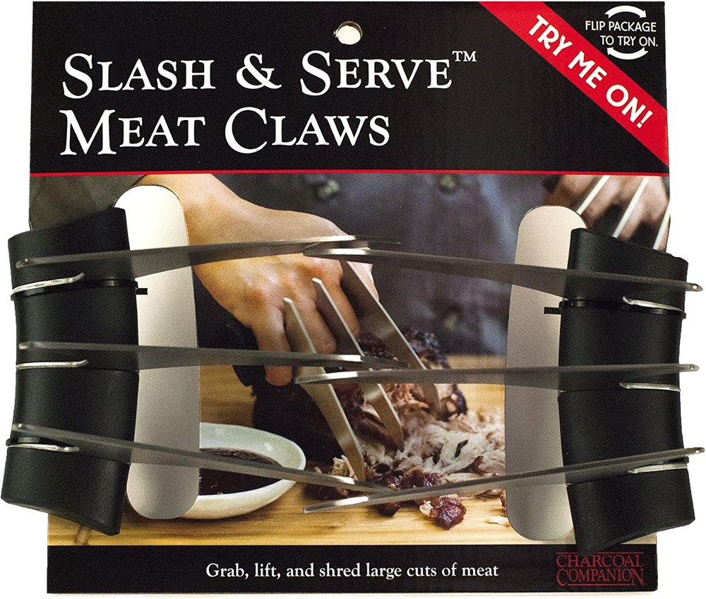 Packaged Slash and Serve meat claws showing the barbecue shredding tool set
