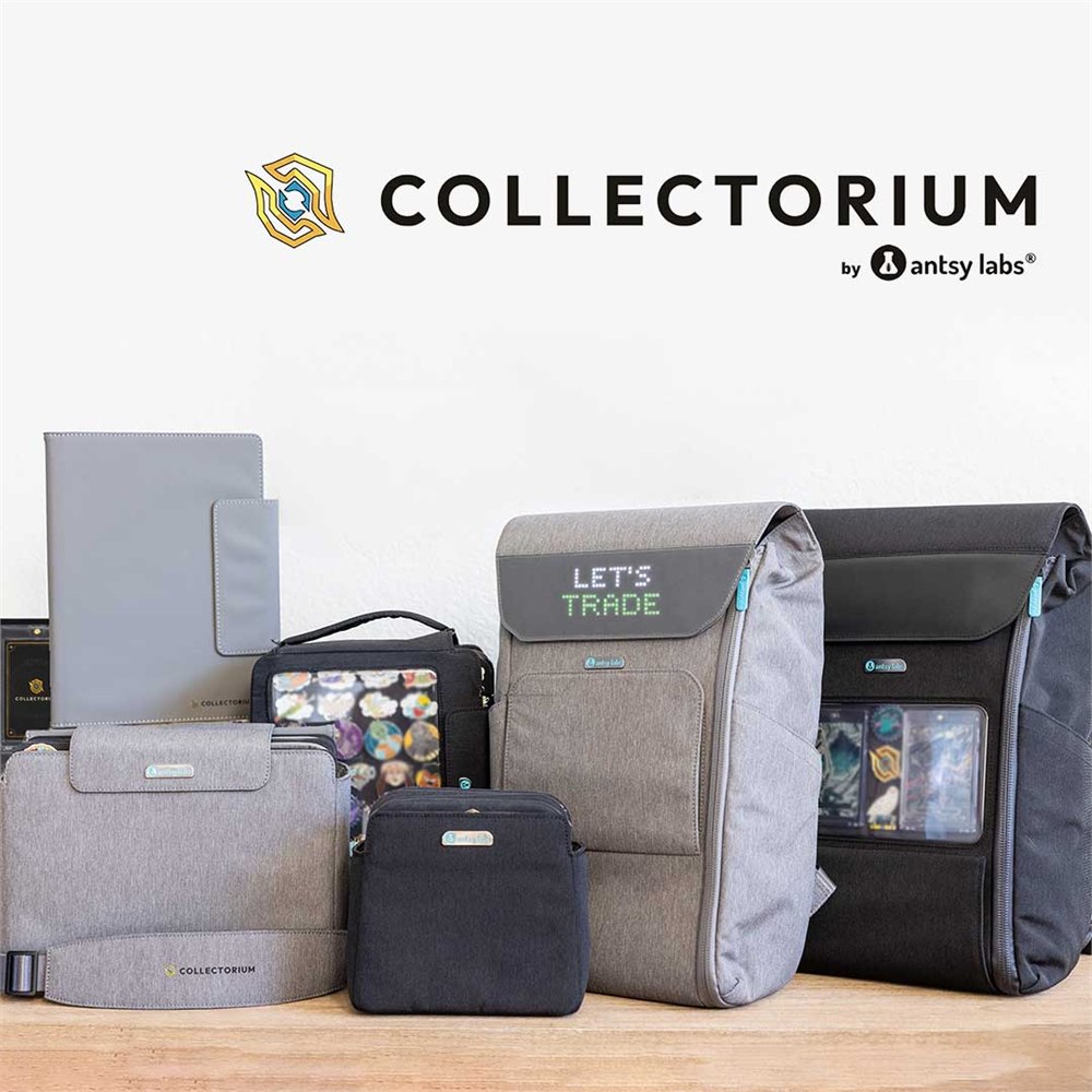 Full Collectorium system with gray and black bags, boards, and display components